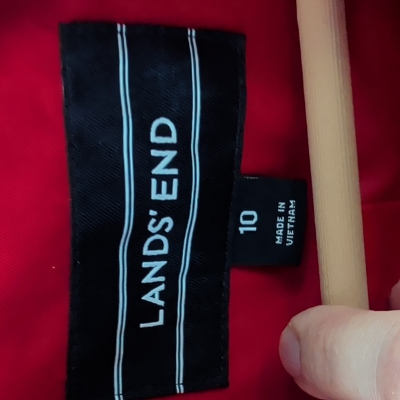 Lands' End Classic Double Breasted Women's Vibrant Red Trench Coat - Picture 4 of 8